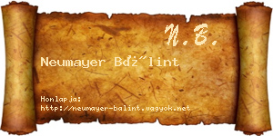 Neumayer Bálint névjegykártya
